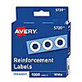 Avery® Permanent Self-Adhesive Hole Punch Reinforcement Labels, 1/4" Diameter, White, Pack Of 1,000 1 thumbnail image