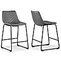 Glamour Home Ave Faux Leather Counter-Height Stools With Backs, Gray/Black, Set Of 2 Stools 1 thumbnail image