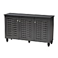 Baxton Studio Winda 3-Door Entryway Shoe Storage Cabinet, Dark Gray 1 thumbnail image