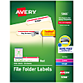 Avery® TrueBlock® Permanent Inkjet/Laser File Folder Labels, 5066, 2/3" x 3 7/16", Red, Box Of 1,500