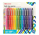 Office Depot® Brand Felt-Tip Porous Pens, Medium Point, 1.0 mm, Assorted Colors, Pack Of 16