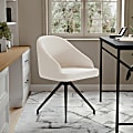 Martha Stewart Sora Upholstered Mid-Back Stationary Office Task Chair, Boucle, White/Oil-Rubbed Bronze