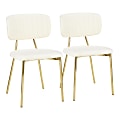 LumiSource Bouton Chairs, Gold/Cream, Set Of 2 Chairs