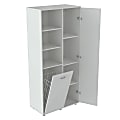 Inval Storage/Breakroom Cabinet With Tilt Bin, 2 Fixed Shelves/5 Adjustable Shelves, White