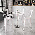 Flash Furniture Round Adjustable Height Wood Table, 35-3/4"H x 23-3/4''W x 23-3/4"D, White/Chrome