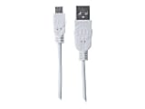 Manhattan USB-A to Micro-USB Cable, 1m, Male to Male, White, 480 Mbps (USB 2.0), Equivalent to Startech USBPAUB1MW, H - 323987 1 thumbnail image