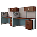 Bush Business Furniture Office in an Hour 2 Person Cubicle Workstations, Hansen Cherry, Premium Installation