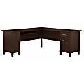 Bush Furniture Somerset 72"W L-Shaped Desk With Storage, Mocha Cherry, Standard Delivery