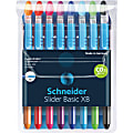 Schneider Slider Basic XB Ballpoint Pens, Extra-Bold Point, 1.4 mm, Assorted Color Barrels, Assorted Color Ink, Pack Of 8 Pens