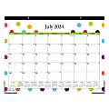 2024-2025 Blue Sky Planning Monthly Desk Pad Calendar, 22” x 17”, Teacher Dots, July 2024 To June 2025, 105496-A25