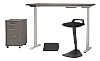 Bush Business Furniture Move 60 Series 60"W x 30"D Adjustable Standing Desk with Lean Stool Storage and Ergonomic Accessories, Cocoa, Standard Delivery