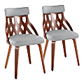 LumiSource York Wood Accent Chair Set, Walnut/Light Gray, Set Of 2 Chairs