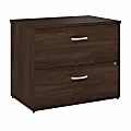Bush® Business Furniture Hybrid 36"W Lateral 2-Drawer File Cabinet, Black Walnut, Standard Delivery
