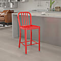 Flash Furniture Commercial-Grade Vertical Slat Back Counter Stool, Red 1 thumbnail image