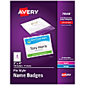 Avery® Customizable Name Badges With Pins, 74540, 3" x 4", Clear Name Tag Holders With White Printable Inserts, Pack of 100 1 thumbnail image