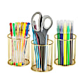 Mind Reader Pen And Accessories Holders, 4"H x 3"W x 3"D, Gold, Set Of 3 Holders 1 thumbnail image