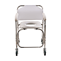 DMI® Rolling Shower Transport Chair With Padded Toilet Seat, 24"H x 22"W x 22"D, White