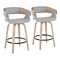 LumiSource Elisa Counter Stools, Gray Seat/White Washed Frame, Set Of 2 Stools