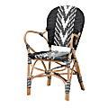 bali & pari Wallis Rattan Indoor Dining Accent Chair, Black/White