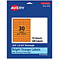 Avery® Print-To-The-Edge Labels With Sure Feed® Technology And Easy Peel®, 94216-BOP10, Rectangle, 3/4" x 2-1/4", Matte Bright Orange, Pack of 300 1 thumbnail image