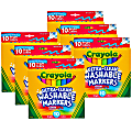 Crayola Ultra-Clean Markers, Broad Tip, Assorted Colors, 10 Markers Per Pack, Set Of 6 Packs 1 thumbnail image
