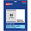 Avery® Permanent Labels With Sure Feed®, 94610-WMP250, Star, 3/4" x 3/4", White, Pack Of 20,000