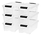 IRIS® Stack & Pull Storage Containers With Built-In Handles, 12 Quarts, 6 1/2" x 11" x 16 1/2", Clear, Case Of 6 1 thumbnail image