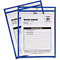 C-Line Neon Colored Stitched Shop Ticket Holders - Support 9" x 12" Media - Vinyl, Metal - Neon Blue - 1 Each 1 thumbnail image