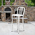 Flash Furniture Commercial-Grade Indoor/Outdoor Bar Stools With Vertical Slat Backs, White, Set Of 2 Stools 1 thumbnail image