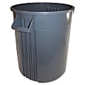 Gator Plus 32-gallon Vented Container - 32 gal Capacity - Round - Crush Resistant, Handle, Vented - 28.5" Height x 25.6" Width - Plastic, Polyethylene - Gray - 1 Each