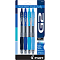 Pilot G2 Gel Pen, Fine Point, 0.7mm, Transparent barrel, Assorted blue inks, Pack of 4 pens 1 thumbnail image