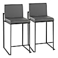 LumiSource Fuji Contemporary Counter Stools, Gray/Black, Set Of 2 Stools, B26FUJIHBBKGY2 1 thumbnail image