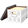 Bankers Box® STOR/FILE Basic-Duty Storage Boxes, Letter/Legal, 16-1/4"L x 12-1/2”W x 10-1/2"H, 60% Recycled, Decorative Argyle, Pack Of 3 Boxes 1 thumbnail image