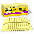 Post-it Super Sticky Notes, 3 in x 3 in, 24 Pads, 90 Sheets/Pad, 2x the Sticking Power, Canary Yellow