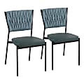 LumiSource Braided Tania Faux Leather Contemporary Chair, Black/Green, Set Of 2 1 thumbnail image