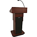AmpliVox W505A - Executive Adjustable Column Non-sound Lectern - Sculpted Base - 22" Table Top Width x 17" Table Top Depth - 44" Height - Assembly Required - Melamine Laminate, Walnut - Wood