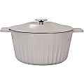 Martha Stewart Enameled Cast Iron 5-Quart Embossed Stripe Dutch Oven With Lid, Warm Gray 1 thumbnail image
