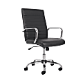 HON® Sadie Ergonomic Bonded Leather Mid-Back Executive Chair, Black/Chrome 1 thumbnail image