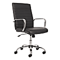 HON® Sadie Ergonomic Bonded Leather Mid-Back Executive Chair, Black/Chrome