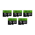 PNY® Premier-X Class 10 U3 V30 microSDXC Flash Memory Cards, 64GB, Pack Of 5 Memory Cards 1 thumbnail image
