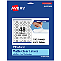 Avery® Permanent Labels With Sure Feed®, 94606-CMF100, Starburst, 1", Matte Clear, Pack Of 4,800 1 thumbnail image