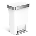 simplehuman Rectangular Step Can With Liner Pocket, 12 Gallons, White Plastic 1 thumbnail image