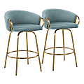 Lumisource Claire Counter Stools, Light Blue/Gold, Pack Of 2 Stools