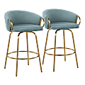 Lumisource Claire Counter Stools, Light Blue/Gold, Pack Of 2 Stools 1 thumbnail image