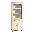 Sauder® Harbor View Bookcase With Doors And Drawer, 5-Shelf, Antiqued White