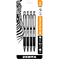 Zebra® Pen STEEL 3 Series G-350 Retractable Gel Pens, Pack Of 4, Medium Point, 0.7 mm, Black Barrel, Black Ink 1 thumbnail image