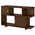 kathy ireland® Home by Bush Furniture Madison Avenue 30"H 2-Shelf Low Geometric Bookcase With Doors, Modern Walnut, Standard Delivery