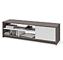 Bestar Small Space TV Stand For 60" TVs, 15-1/8"H x 53-1/2"W x 14-1/2"D, Bark Gray/White 1 thumbnail image