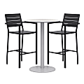KFI Studios Eveleen 3-Piece Outdoor Patio Set, Gray/Silver Table, Black Chairs, Gray/Silver Table 1 thumbnail image