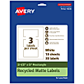 Avery® Recycled Paper Labels, 94246-EWMP10, Rectangle, 2-1/2" x 5", White, Pack Of 30 1 thumbnail image